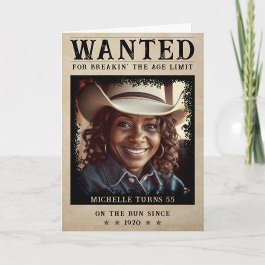 指名手配ポスターおもしろいシニアハッピーバースデー カード (正面)