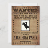 指名手配ポスターウェスタンクラシック誕生日招待状 招待状 (正面)