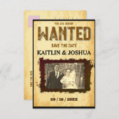 指名手配ポスター💍ウェスタンテーマ結婚ズの写真 セーブザデート (正面/裏面)