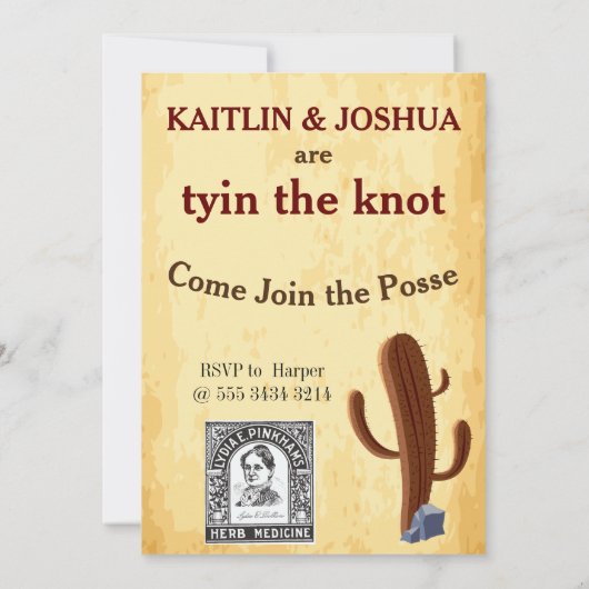 指名手配ポスター💍ウェスタンテーマ結婚ズの写真 招待状 (裏面)