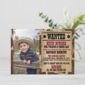 指名手配ポスターカウボーイ誕生日招待状 招待状 (スタンド正面)