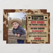 指名手配ポスターカウボーイ誕生日招待状 招待状 (正面/裏面)