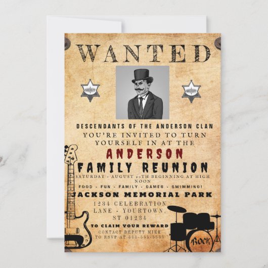 指名手配ポスターファミリー懇親会バーベキュー招待状 招待状 (正面)