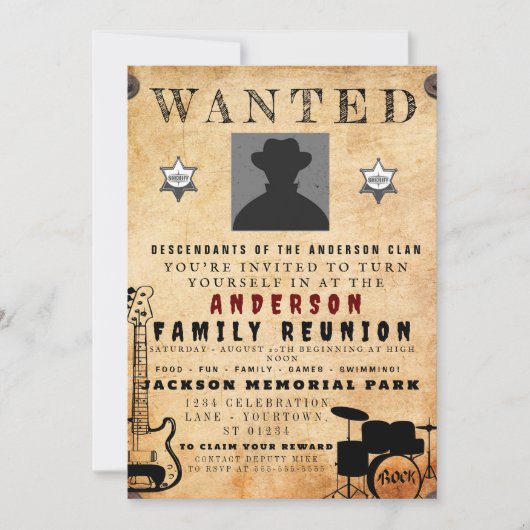 指名手配ポスターファミリー懇親会バーベキュー招待状 招待状 (正面)