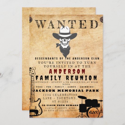 指名手配ポスターファミリー懇親会バーベキュー 招待状 (正面/裏面)