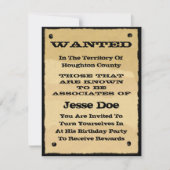 指名手配ポスター招待状おもしろいウェスタンカウボーイパーティー 招待状 (正面)