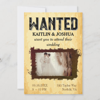 指名手配ポスター💍🤠旧西結婚の写真 招待状