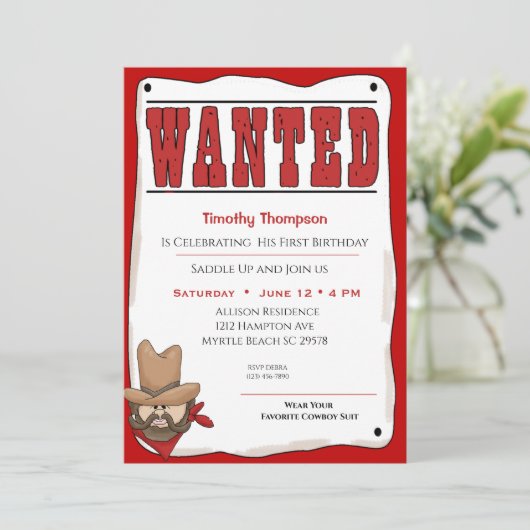 指名手配ポスター誕生日招待状 招待状 (スタンド正面)