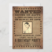 指名手配ポスター、クラシックウェスタン誕生日 招待状 (正面)