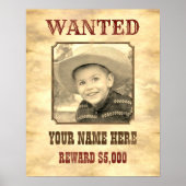 指名手配ポスター |ワイルドウエスト写真テンプレート ポスター (正面)