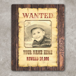 指名手配ポスター |ヴィンテージワイルドウエスト写真テンプレート メタルプリント