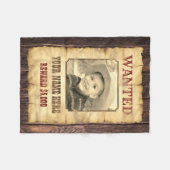 指名手配ポスター |ヴィンテージワイルドウエスト写真テンプレートF フリースブランケット (正面(横))