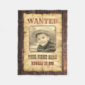 指名手配ポスター |ヴィンテージワイルドウエスト写真テンプレートF フリースブランケット (正面)