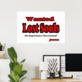 指名手配失ったソウルプリント – 白 ポスター (ホームオフィス)