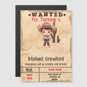 指名手配誕生日ボーイカントリーウェスタン マグネット招待状 (正面/裏面)