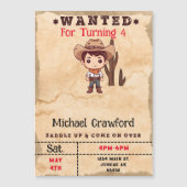 指名手配誕生日ボーイカントリーウェスタン マグネット招待状 (正面)