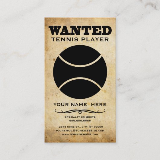 指名手配：テニス選手 名刺 (正面)