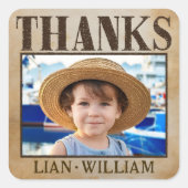 指名手配!パイレーツのバースデーパ感謝していーティステッカー スクエアシール (正面)