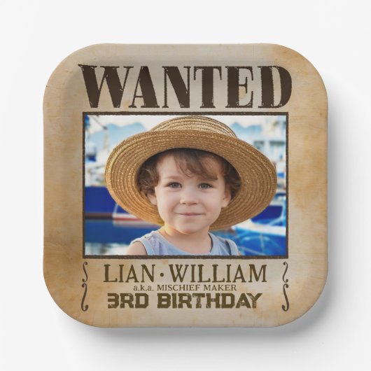 指名手配!パイレーツ誕生日パーティー紙プレート ペーパープレート (正面)