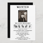 「指名手配」写真誕生日パーティー 招待状 (正面/裏面)