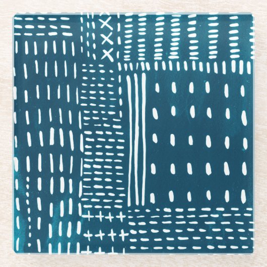 指子ステッチ ガラスコースター (正面)