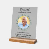 指定席の写真結婚の緑の記念碑 アクリルサイン (傾斜)