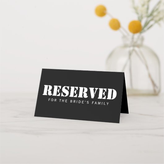 指定席シンプルエレガント白黒ミニマル プレイスカード (正面)