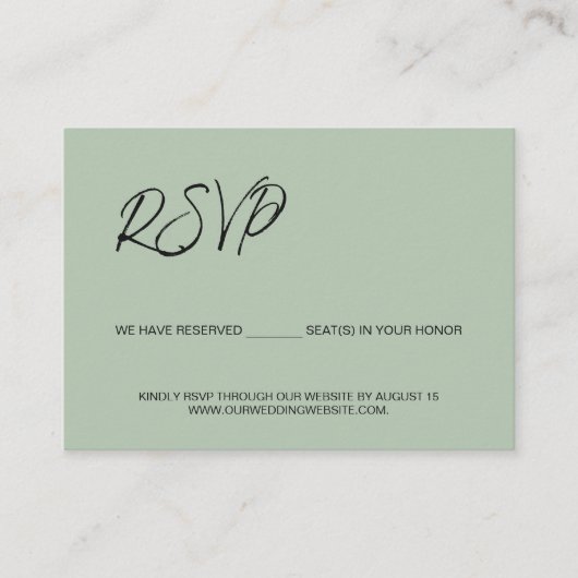 指定席テンプレート　Sageグリーン　RSVP エンクロージャーカード (正面)