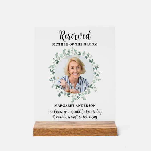 指定席記念写真ユーカリ結婚ス アクリルサイン (正面)