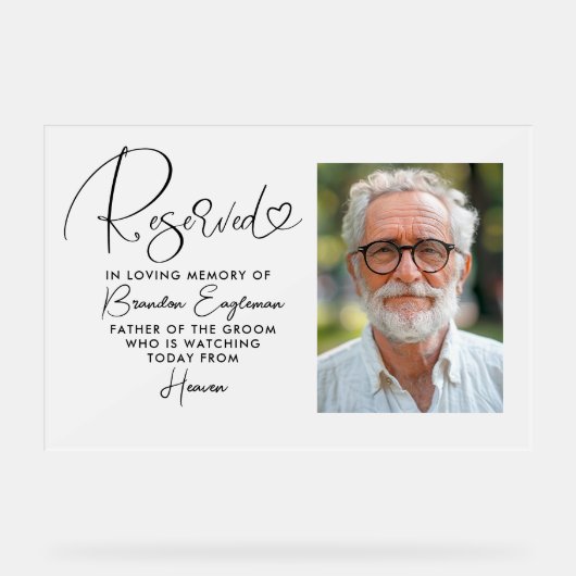 指定席記念結婚撮影フロステッド標識 アクリルサイン (正面)