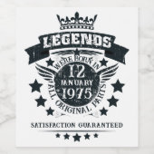 指定済み生まれレジェンズが日付の月の年 ワインラベル (シングルラベル)