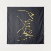 指掛け線アートプリント、ハンズラインアートスローP タペストリー (正面(横))