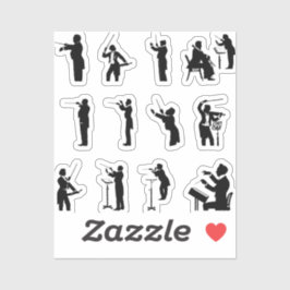 指揮者と音楽のシルエット シール