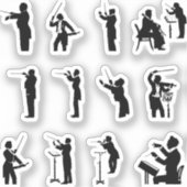 指揮者と音楽のシルエット シール (正面)