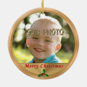 指示を含む2匹の写真のクリスマスオーナメント セラミックオーナメント (裏面)