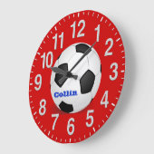 指示パーソナライズされた付きサッカークロック ラージ壁時計 (傾斜)
