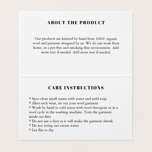 指示気にウール編み外衣の写真 名刺 (内部フラット)