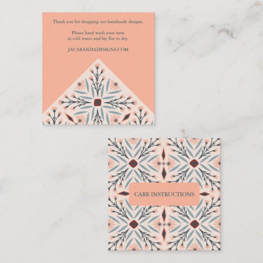 指示気にエレガントフローラタイル幾何 スクエア名刺 (正面/裏面)