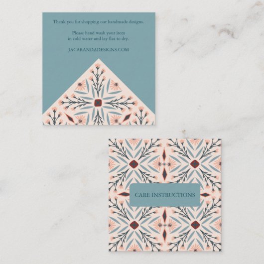 指示気にエレガントフローラタイル幾何 スクエア名刺 (正面/裏面)