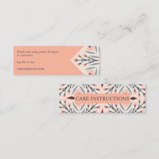 指示気にフローラタイルエレガントピンク スキニー名刺 (正面/裏面)