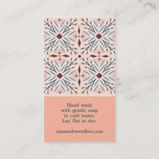 指示気にフローラタイルエレガントピンク 名刺 (裏面)