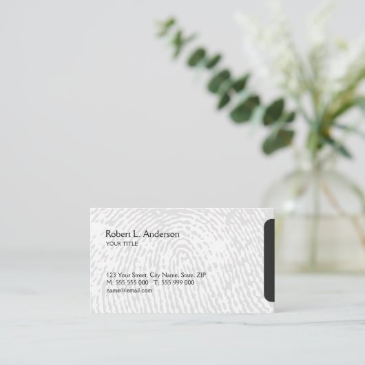 指紋のアイデンティティの保証モダンな名刺 名刺 (スタンド正面)