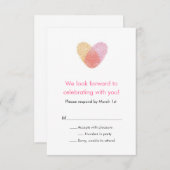 指紋のハートの応答カード 出欠カード (正面/裏面)