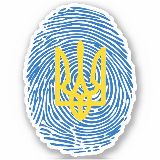 指紋の背景のウクライナの紋章 シール (正面)