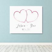 指紋エレガントハート結婚のキャンバスのゲストブック キャンバスプリント (インサイチュ (ウッドフロア))