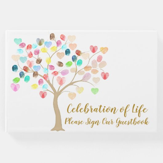 指紋カラフルツリーとハートの追加 ゲストブック (正面)