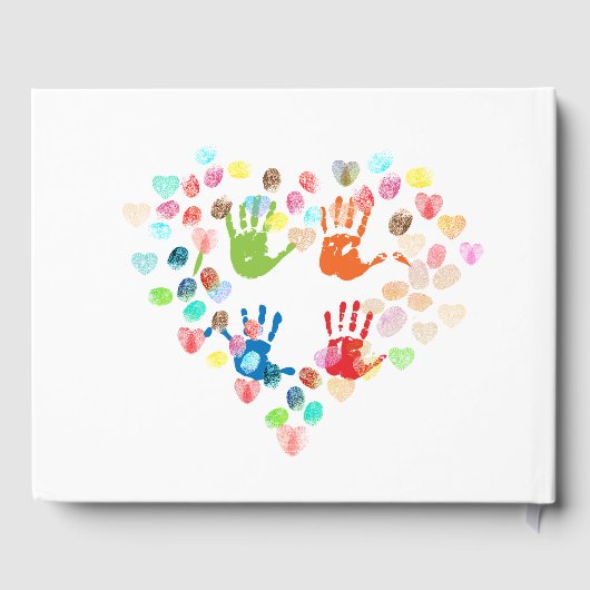 指紋カラフルツリーとハートの追加 ゲストブック (裏面)