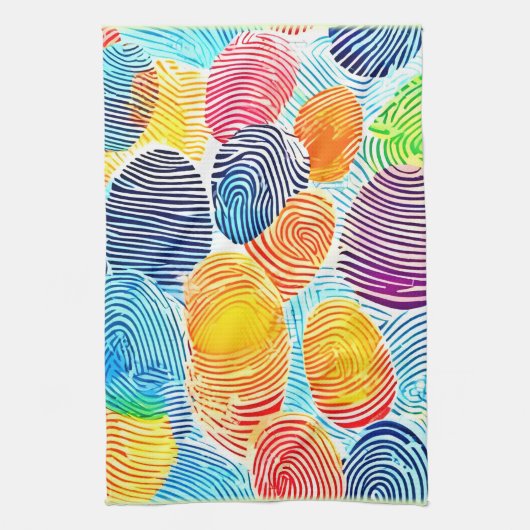 指紋カラフルパターン キッチンタオル (縦)