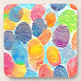 指紋カラフルパターン コースター
