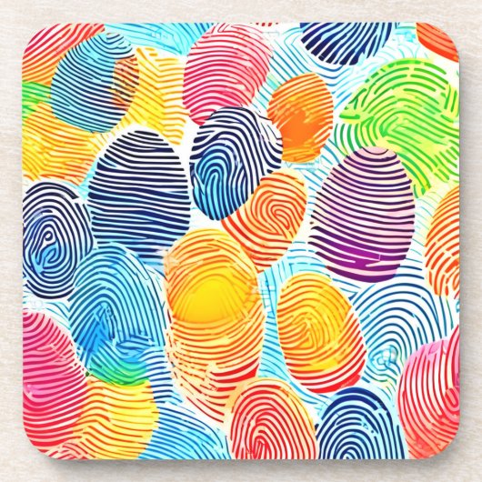 指紋カラフルパターン コースター (正面)